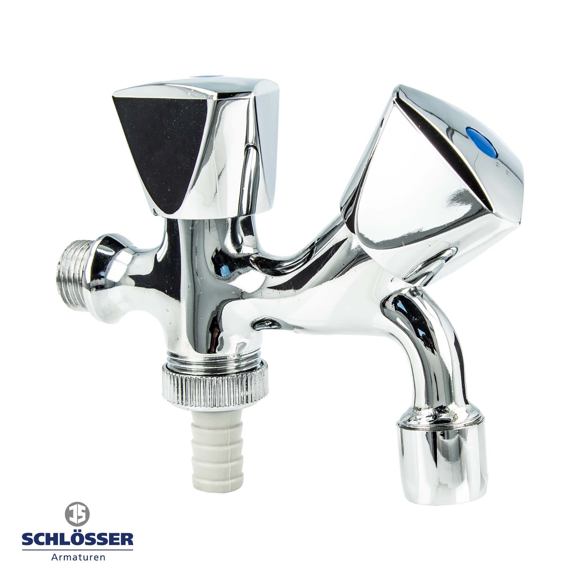 Schlösser Geräteventil Waschgeräte-Kombiventil 1/2 Zoll, mit Geräteanschluss, verchromt