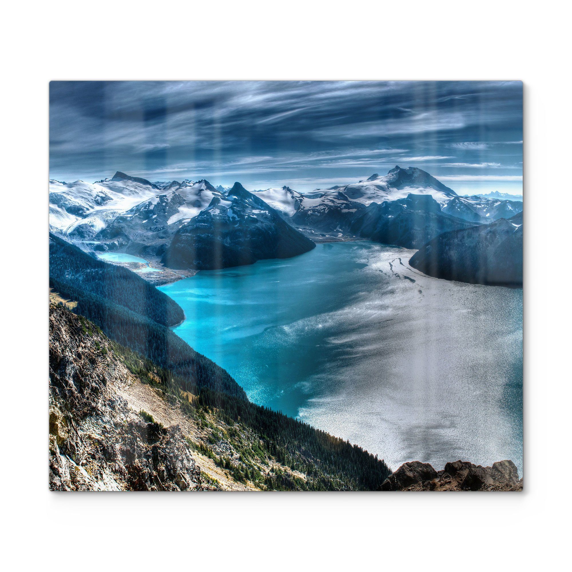 DEQORI Herdblende-/Abdeckplatte 'Blick auf Lake Garibaldi', Glas, (1 tlg), Glas Herdabdeckplatte Ceranfeld Herd