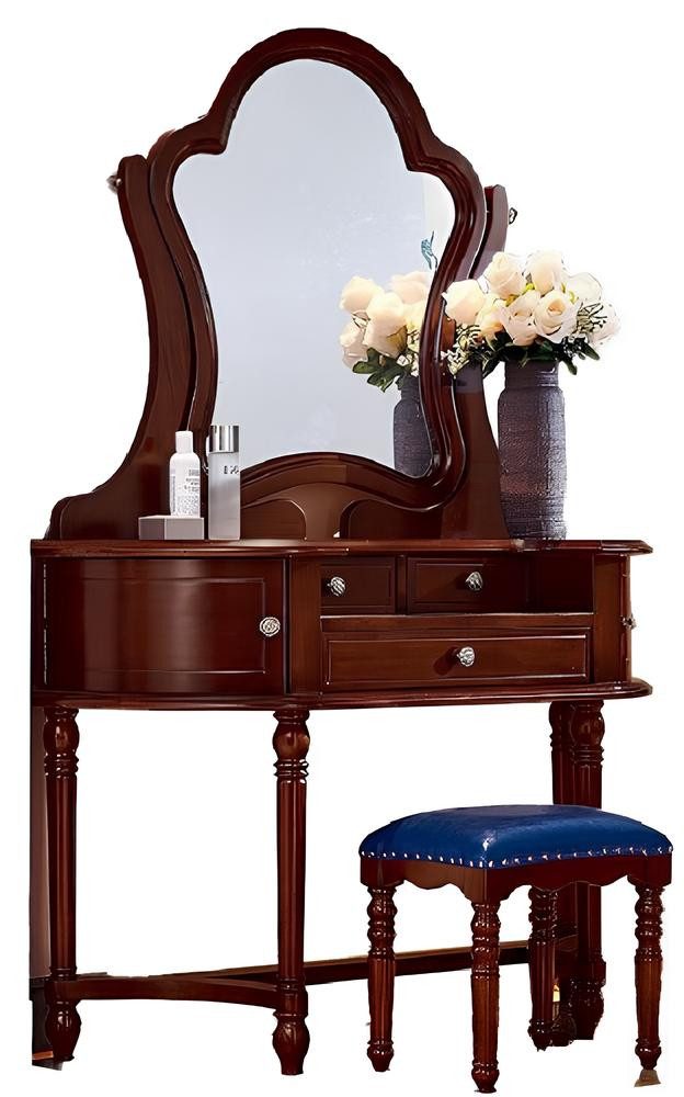 Xlmoebel Schminktisch Eleganter Schminktisch mit Kosmetikspiegel in Hochglanz Weiß (Schminktisch mit Hocker, 2-St., mit Hocker), Hergestellt in Europa