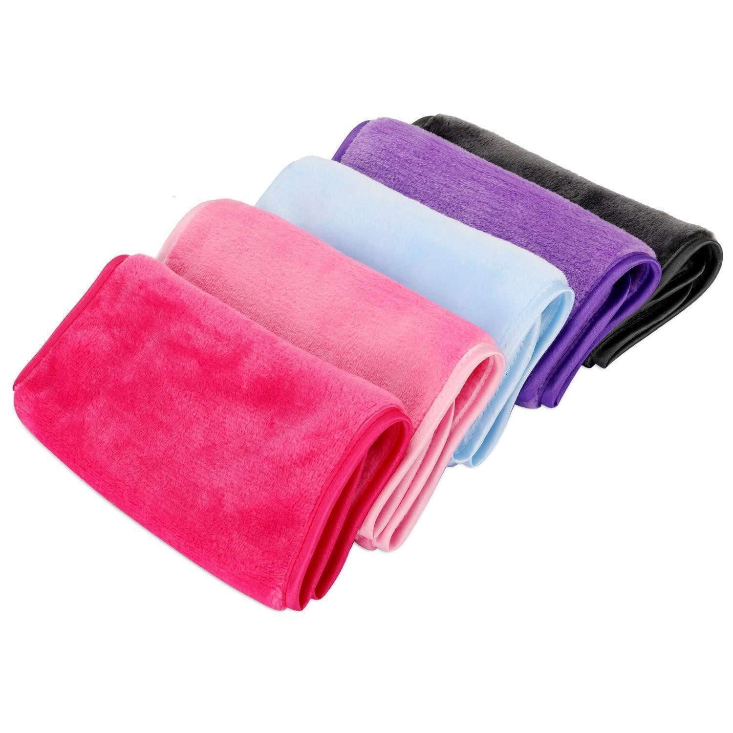 LuxusKollektion Gesichtsreinigungstücher Abschminktücher Mikrofaser 5er Rosenrot Hellblau Rosa Dunkelgrau Lila