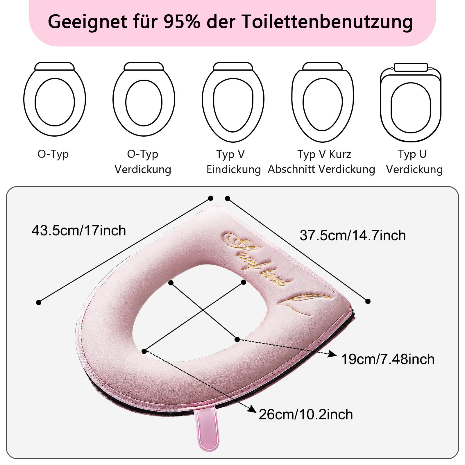 Coonoor WC-Deckelbezug weiche WC-Sitzbezüge mit Griff, Toilettendeckelbezug günstig online kaufen