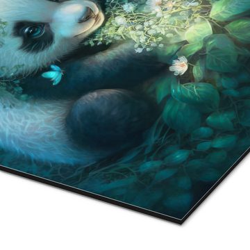 Posterlounge Alu-Dibond-Druck Dolphins DreamDesign, Baby Panda Bär im Zauberwald, Babyzimmer Kindermotive
