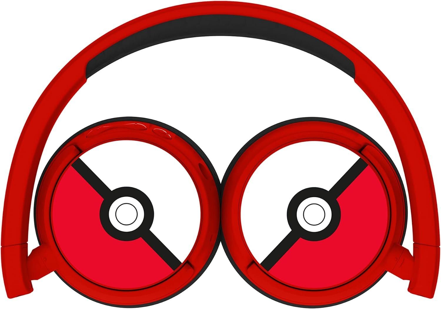 Pokémon Kinder-Kopfhörer, enthalten) kabellos, im Ball Zusätzliches (Bluetooth, Poké OTL 3,5-mm-Audio-Sharing-Kabel Lieferumfang Kinder-Kopfhörer Rot