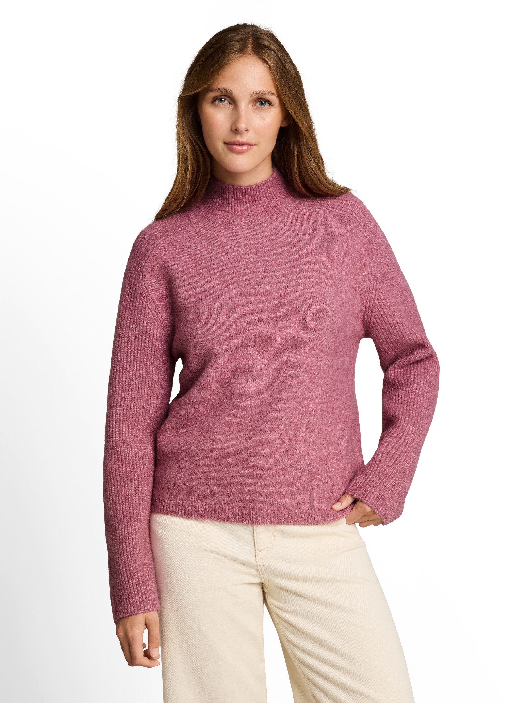 TOM TAILOR Denim V-Ausschnitt-Pullover mit Stehkragen