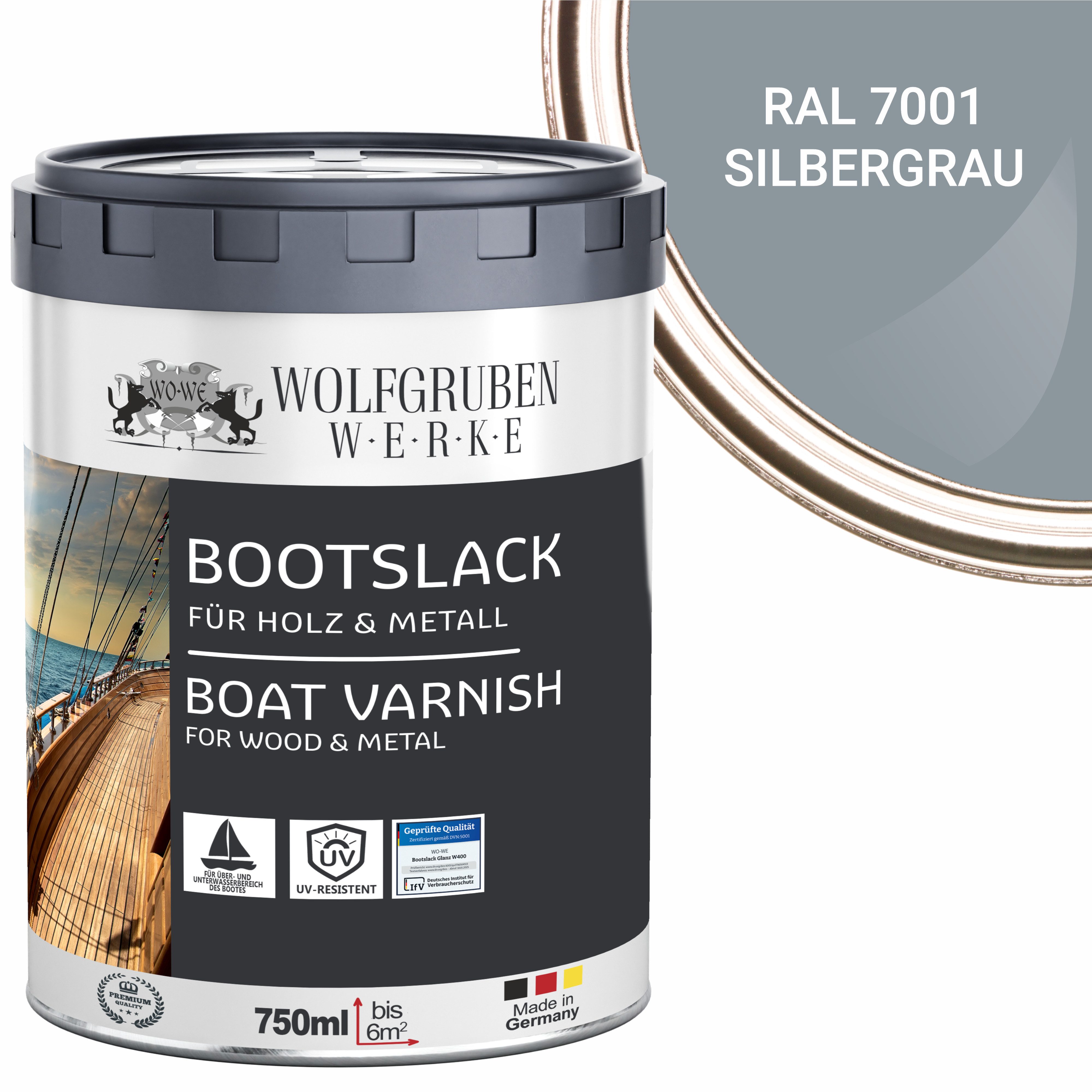WO-WE Lack Bootslack Schiffslack Parkettlack Yachtlack W400, 0,75-5L, Seidenglänzend, Lösemittelbasis