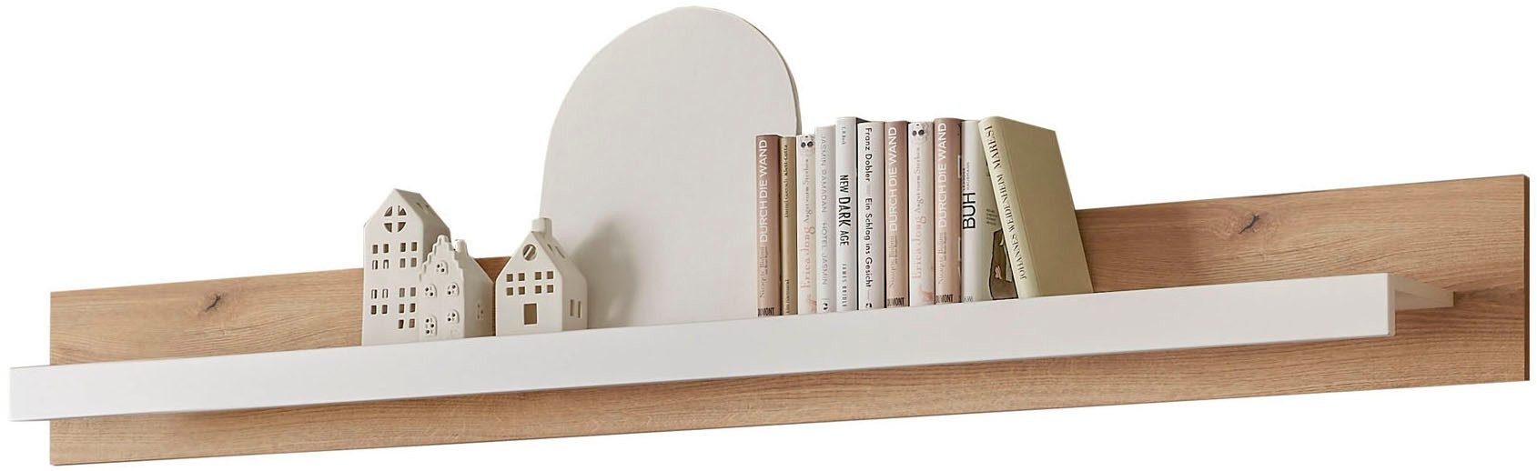 INOSIGN Wandboard Brixen, modernes Wandregal, Hängeregal mit Ablage, vielseitig einsetzbares Hängeregal, Weiß mit Eiche Evoke Dekor