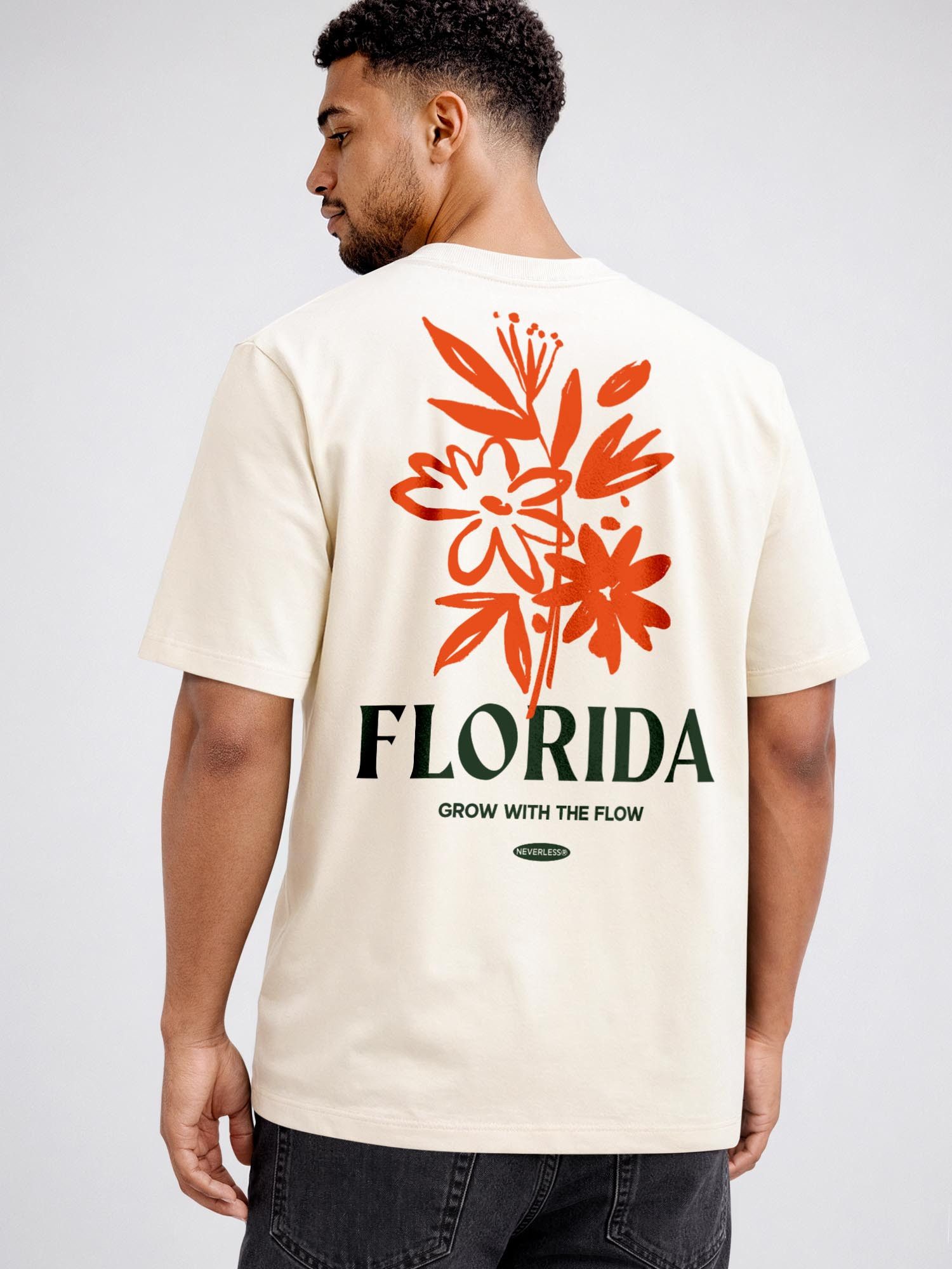 Neverless Oversize-Shirt Herren T-Shirt - Florida Flowers - Oversized Relaxed Fit Sommer mit Print