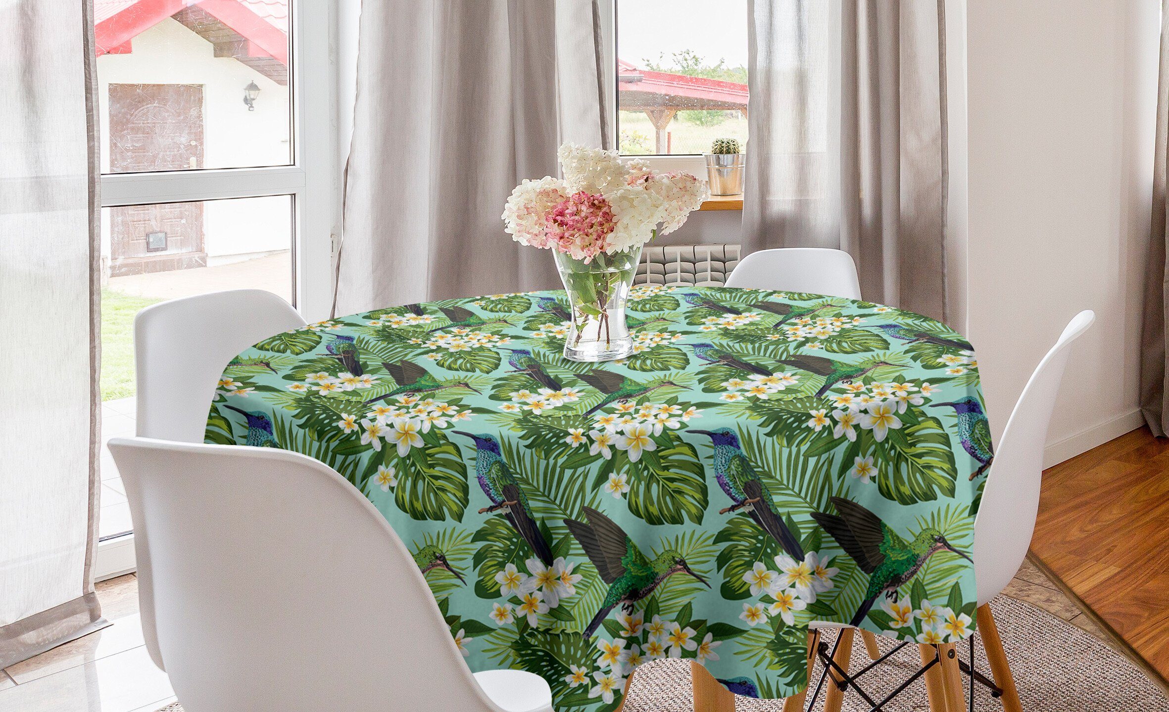 Abakuhaus Tischdecke Tropisch Küche Brasilianischer für Esszimmer Abdeckung Kreis Art Tischdecke Regenwald Dekoration
