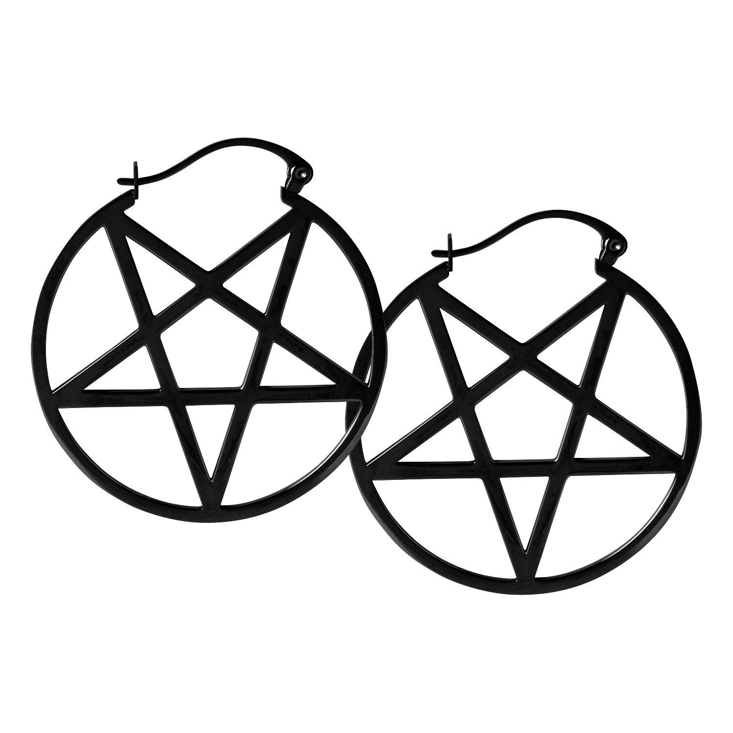Paar Ohrhänger Pentagram Hoops - Schwarz