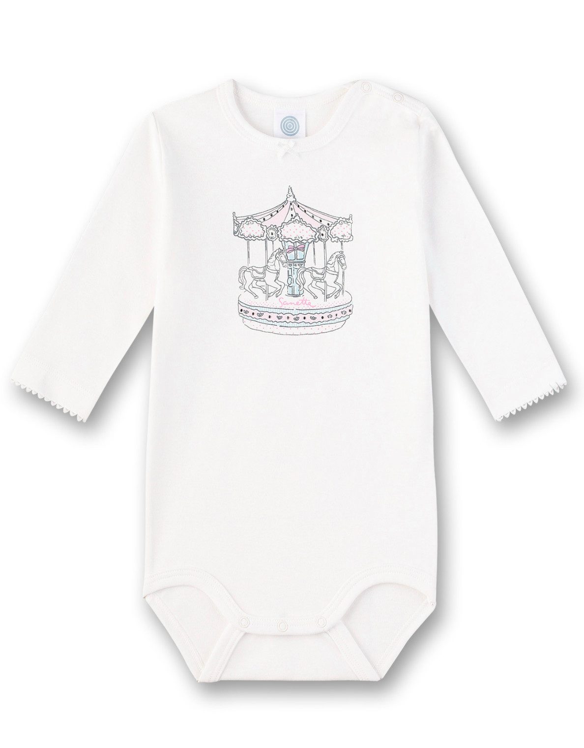 Sanetta Langarmbody Sanetta Baby Langarmbody aus Bio-Baumwolle mit Karussell-Motiv