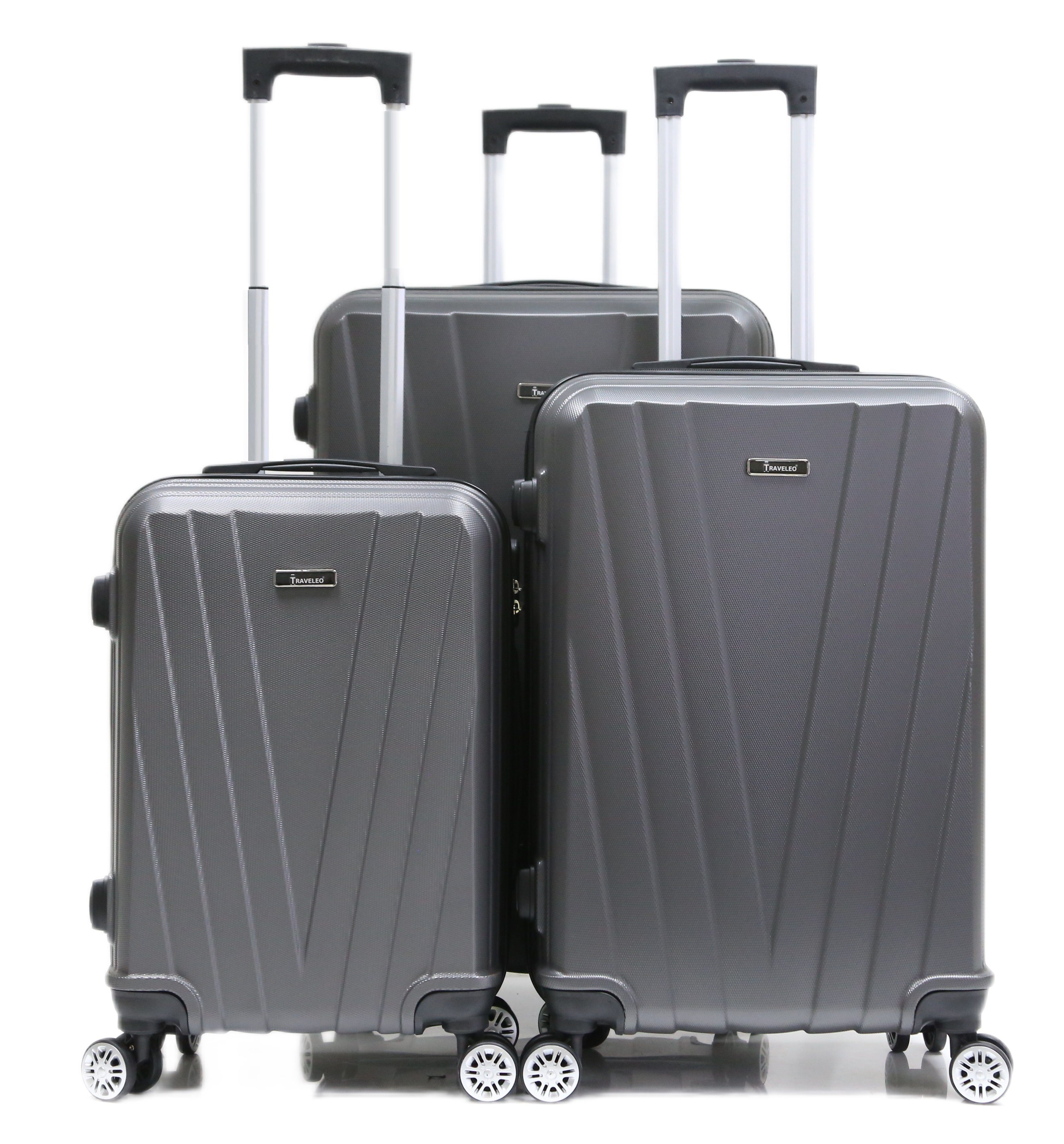 Super beliebt, hohe Qualität garantiert Cheffinger Koffer 3 tlg Set ABS-06 Hartschale Trolley Kofferset Handgepäck Grau