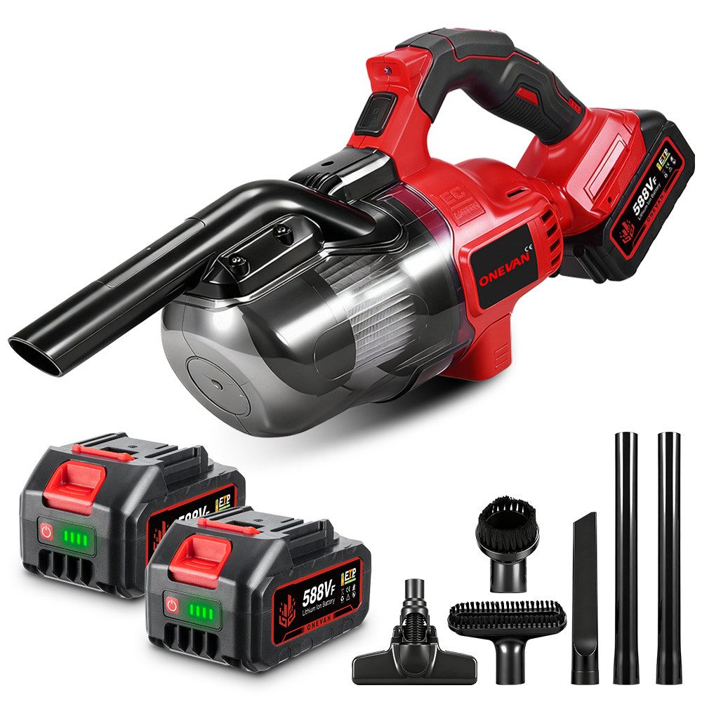 ONEVAN Akku-Hand-und Stielstaubsauger 16000Pa Stielstaubsauger mit 2x Akkus, 700 ml Staubsauger, 1000 W, Behälter, Handstaubsauger für Tierhaare/Teppiche/Hartböden/Auto