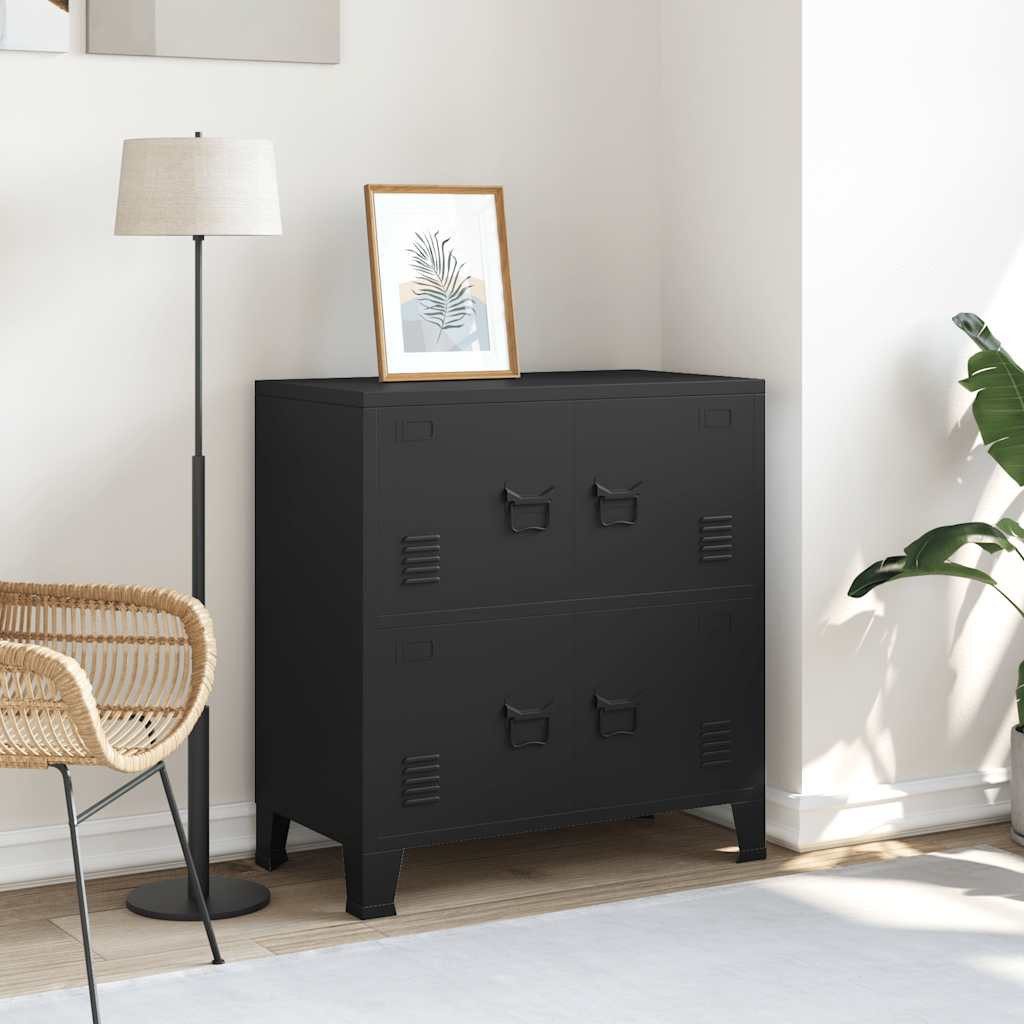vidaXL Aufbewahrungsbox Lagerschrank Industrial Schwarz 75x40x80 cm Stahl (1 St)
