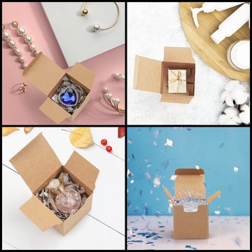 Belle Vous Geschenkbox Quadratische Karton-Geschenkboxen (100 Stk) - Braun Kraftpapierboxen, Braune Kraftpapier-Geschenkboxen (100 Stk)