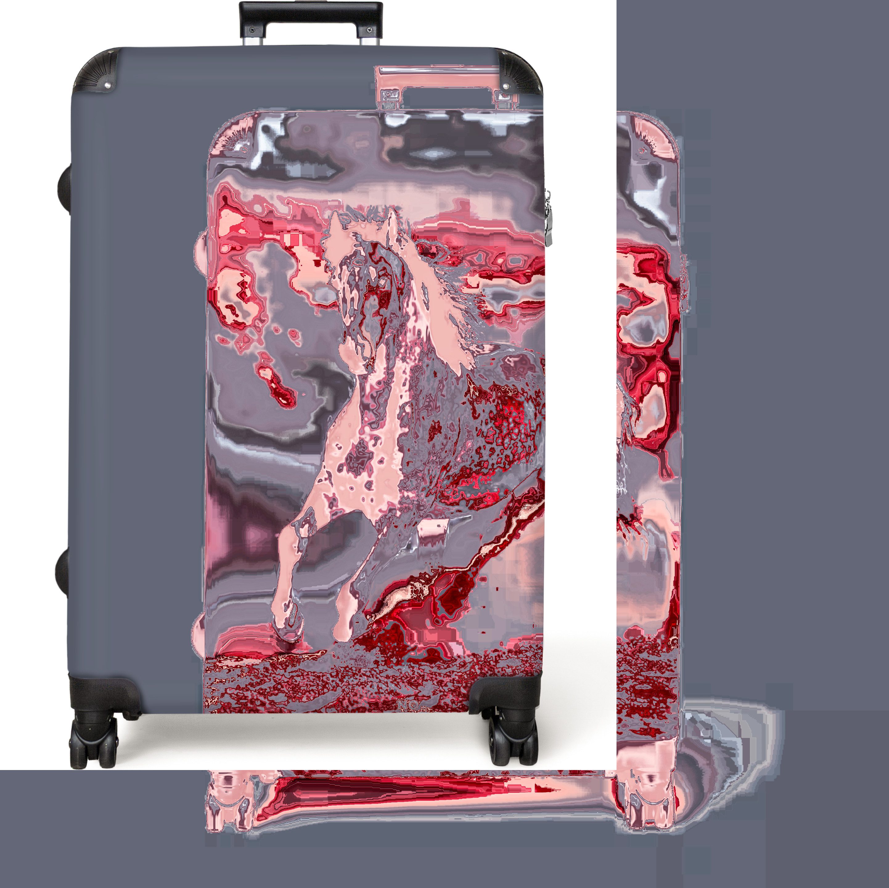 NoBoringSuitcases.com© Hartschalen-Trolley Blumen - Rot - günstig online kaufen