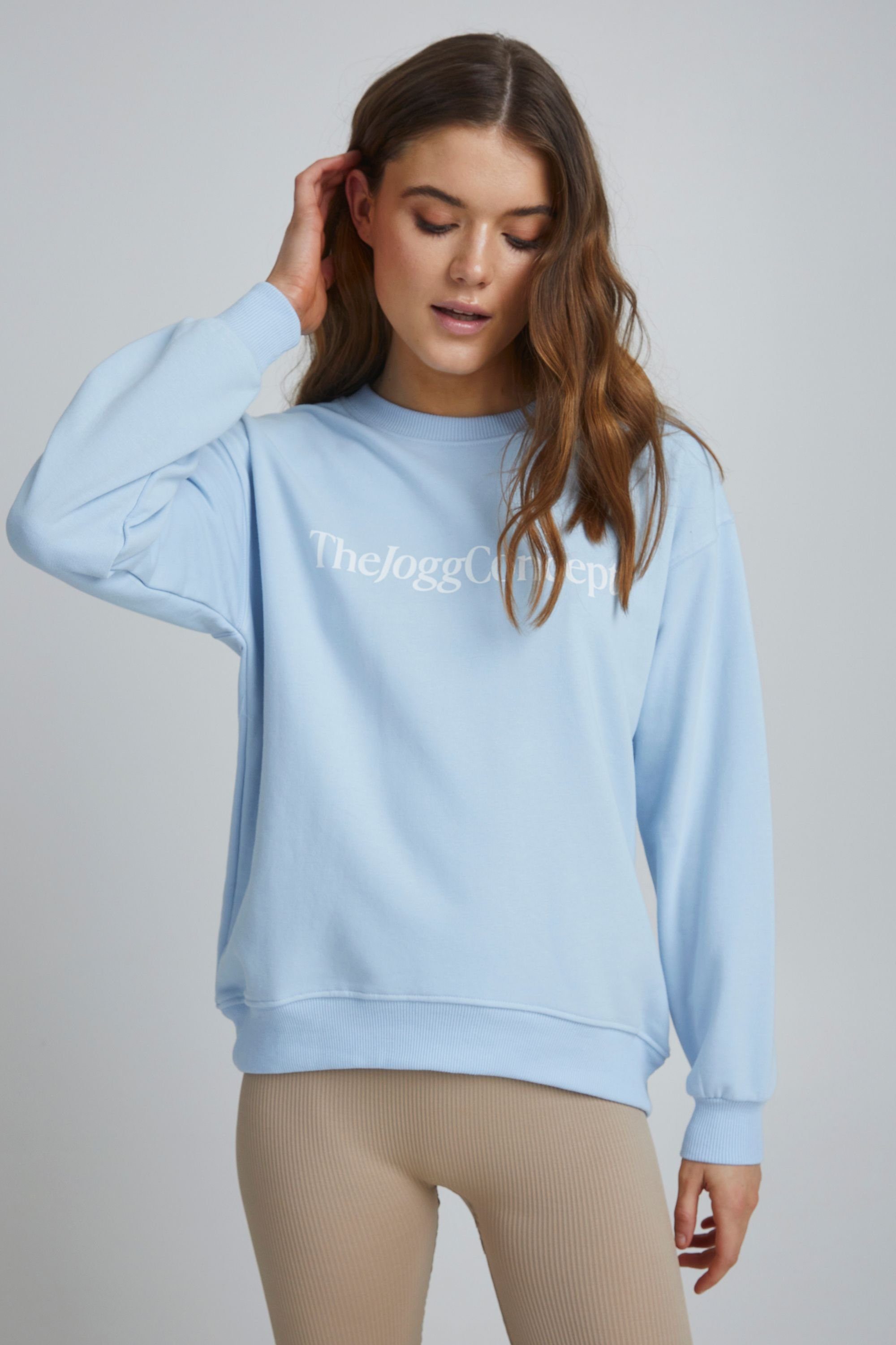 TheJoggConcept. Sweatshirt JCSAFINE SWEATSHIRT - 22800015 Sportlicher Sweater mit Logo-Print Cashmere Blue (144115)