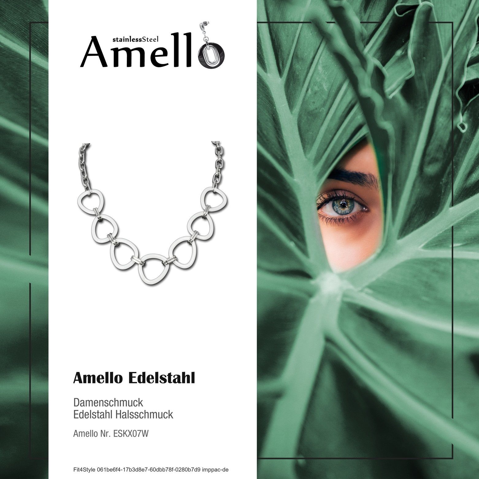 (Halskette), Steel) Dreieck Edelstahl Edelstahlkette aus Halsketten Halskette Amello weiß (Stainless (Dreieck) Damen silber Amello