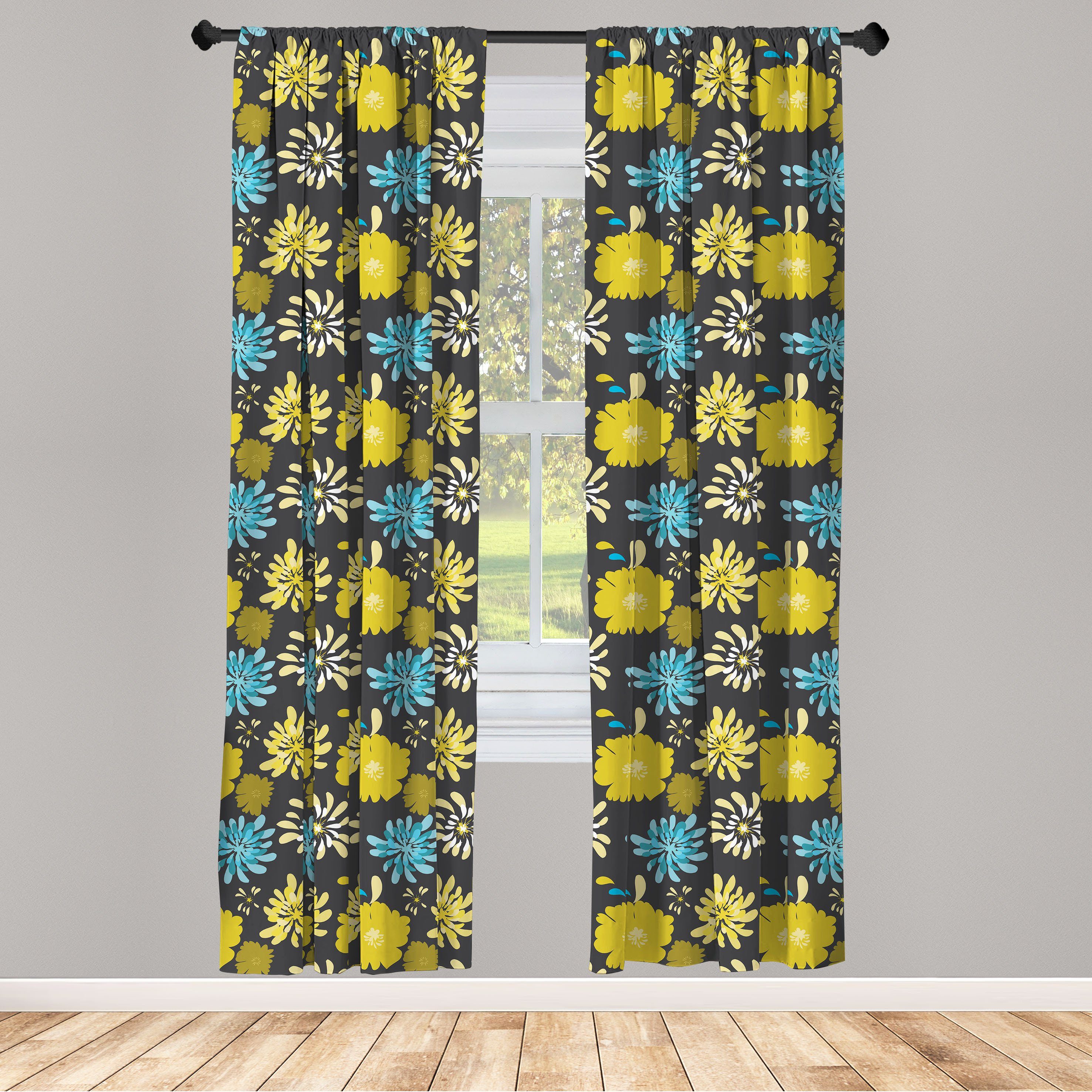 Gardine Vorhang für Wohnzimmer Schlafzimmer Dekor, Abakuhaus, Microfaser, Blumen Jasmin Pfingstrose-Entwurf