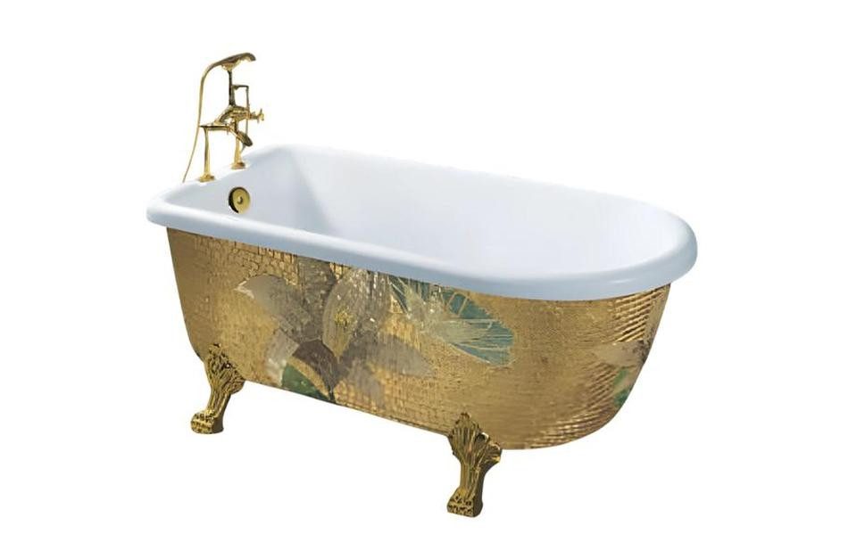 JVmoebel Badewanne Elegante Komfortwanne aus goldfarbenem Acryl für entspannende Momente, (1-tlg), Made in Europe