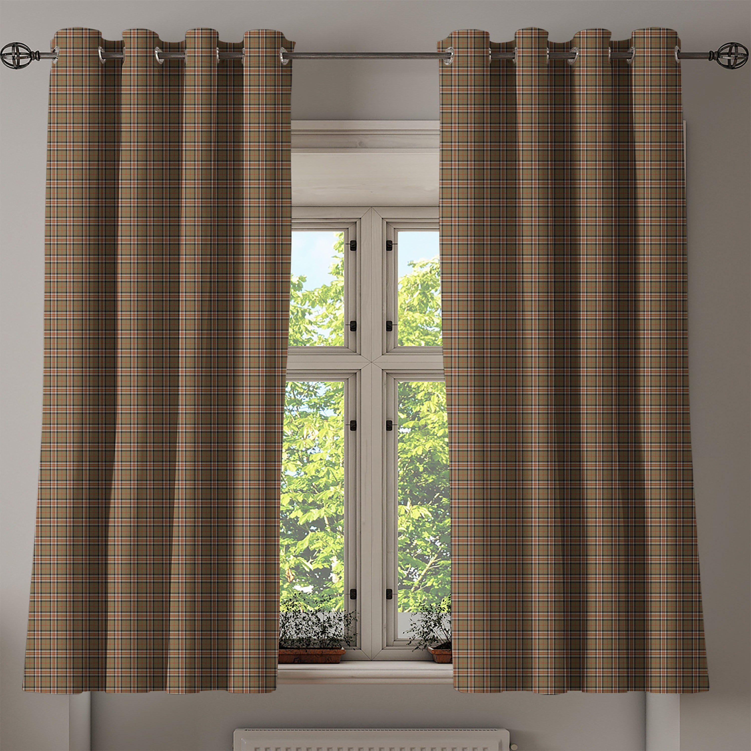 Gardine Kariert 2-Panel-Fenstervorhänge Schlafzimmer Abakuhaus, Geometric für Dekorative Scottish Wohnzimmer,