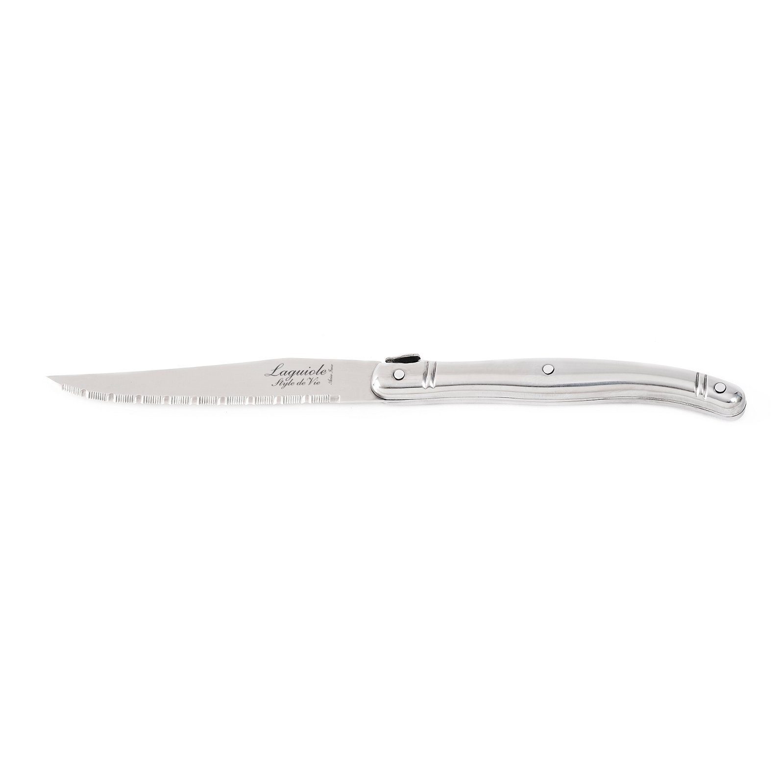 Laguiole Style de Vie Steakmesser LAGUIOLE STEAKMESSER SET "CHIARO", 6 Teile, Edelstahl, silberfarben