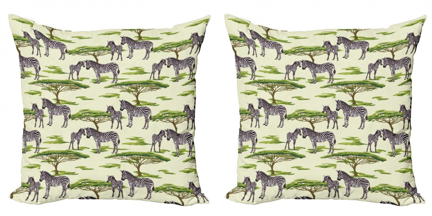 Kissenbezüge Modern Tiere Accent Stück), in Wald Digitaldruck, Doppelseitiger einem (2 Wildlife Abakuhaus Zebra