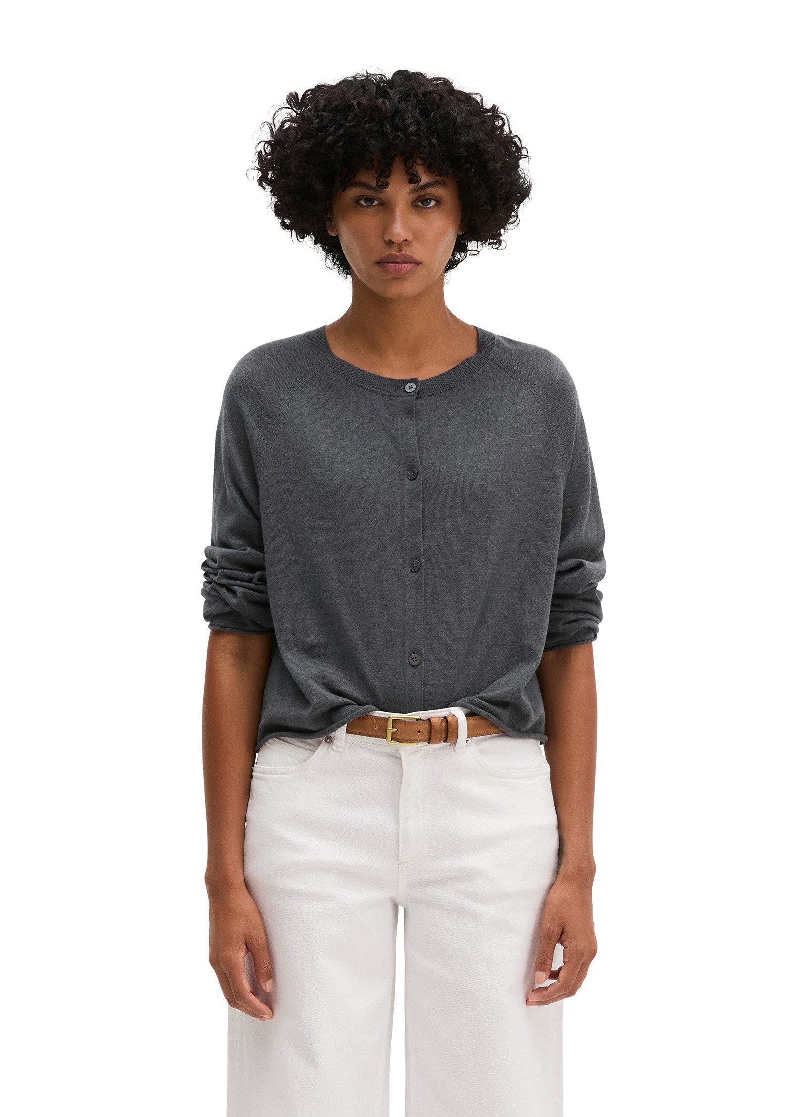 Marc O'Polo Cardigan aus Bio-Baumwolle-Leinen-Mix