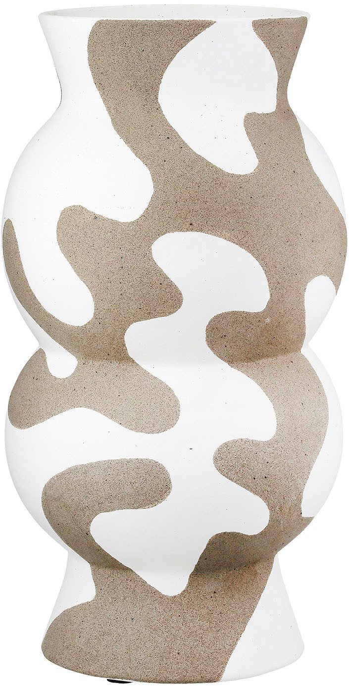 Tischvase Vase rund Areno beige; weiß H. 35 cm
