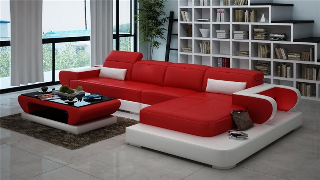 Sofa JVmoebel Moderne Rot Form Eckgarnitur Sitz Ecksofa, Couch Polster L Ecke