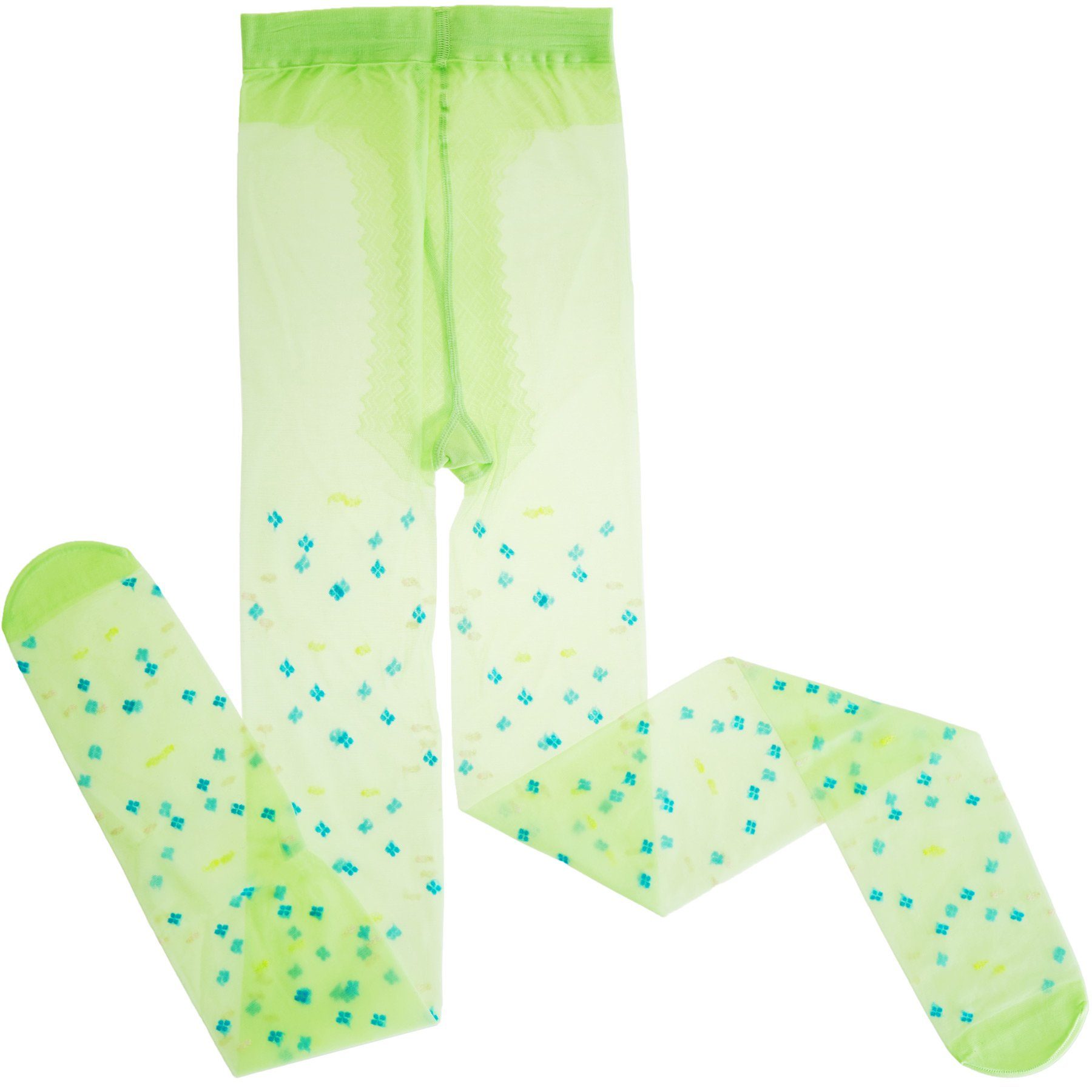 Kostüm St. Patrick’s Day Feinstrumpfhose mit Kleeblättern und Punkten