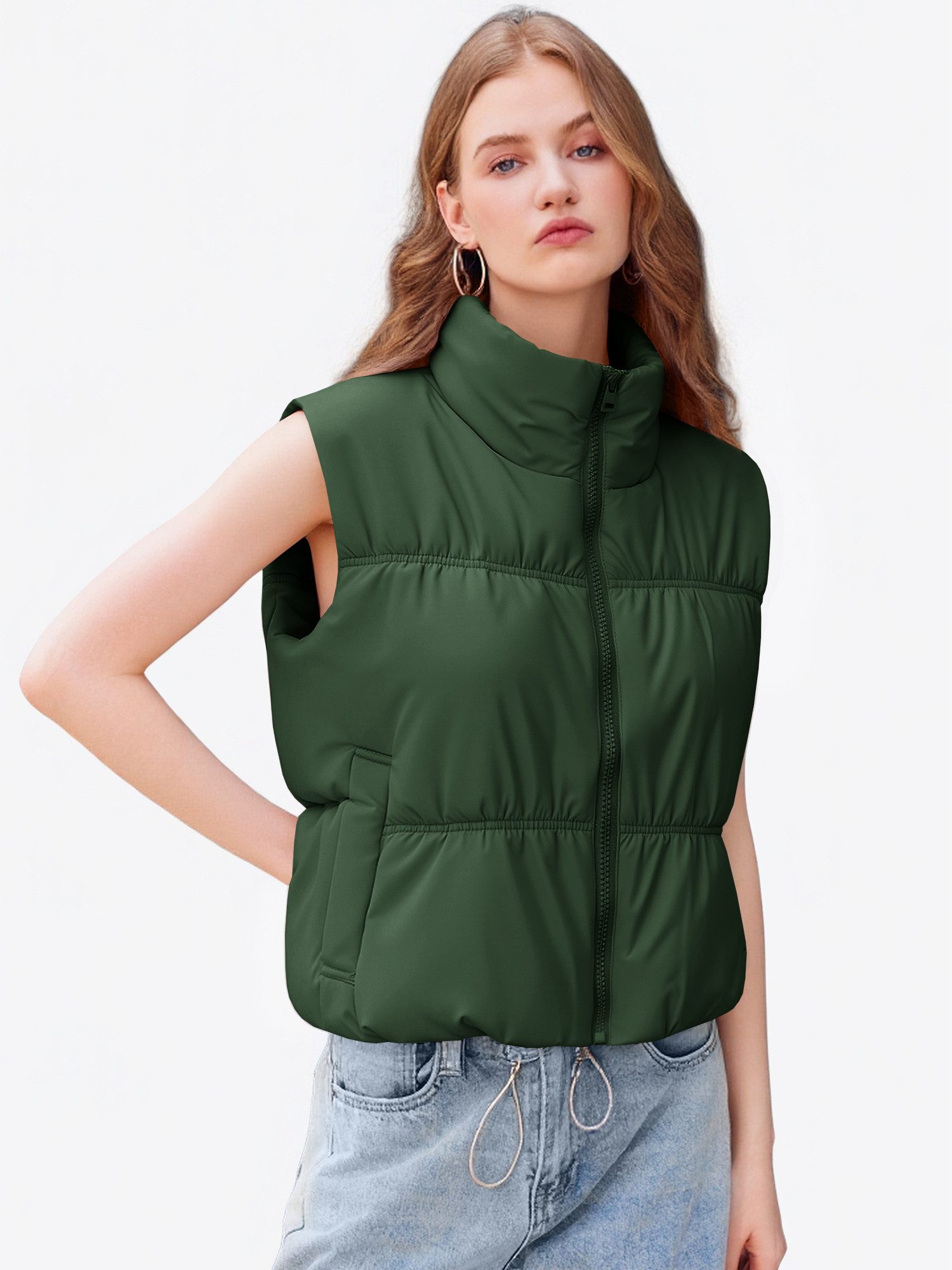 Imily Bela Kurzweste Damen Leichter Mantel (Packung, 1-tlg., 1per-Pack) Volltonfarbe