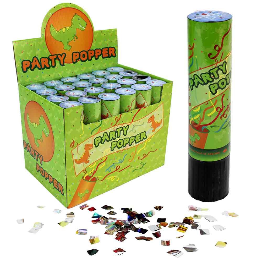 LG-Imports Konfetti 24 Stück Party Popper Dinosaurier bunt - ca. 20 cm