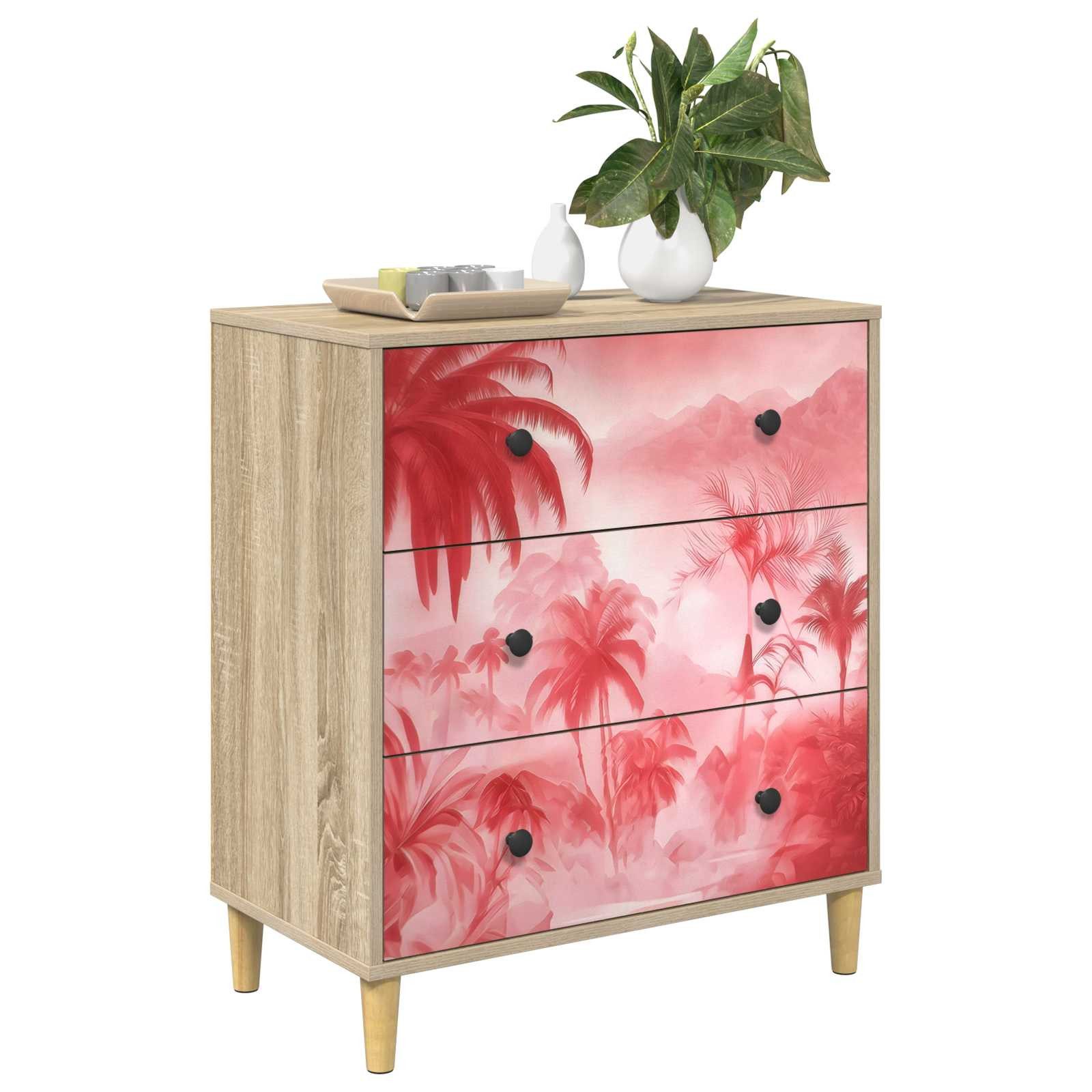 vidaXL Kommode 66 x 36,5 x 75 cm Kommode Schubladenschrank Sideboard AACHEN Rosa Palm