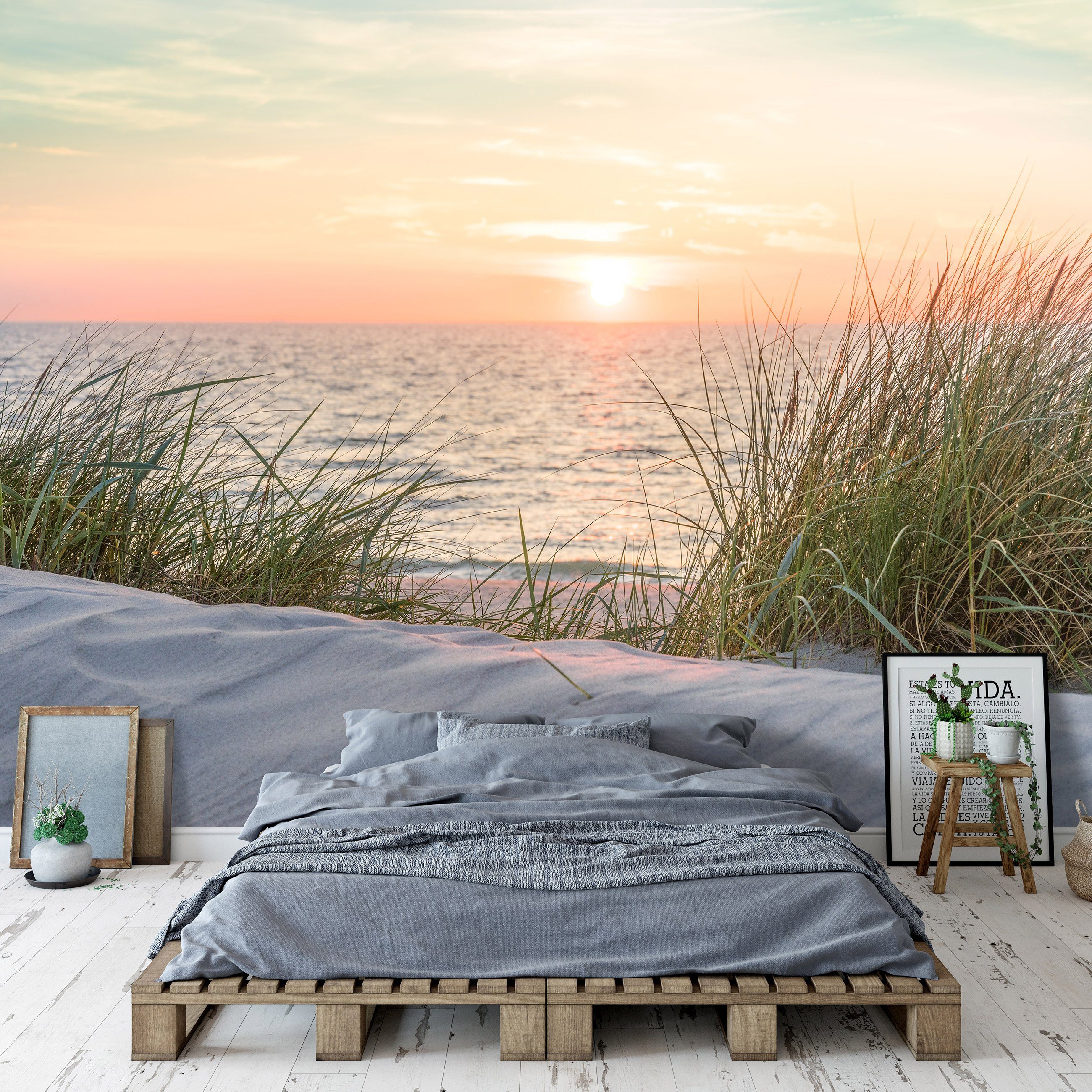 Motivtapete Wohnzimmer Fototapete Meer Vlies, Strand Schlafzimmer Vlies Vliestapete inklusive Landschaft, Tapete Glatt Tapete Kleister Wandtapete, Wallarena