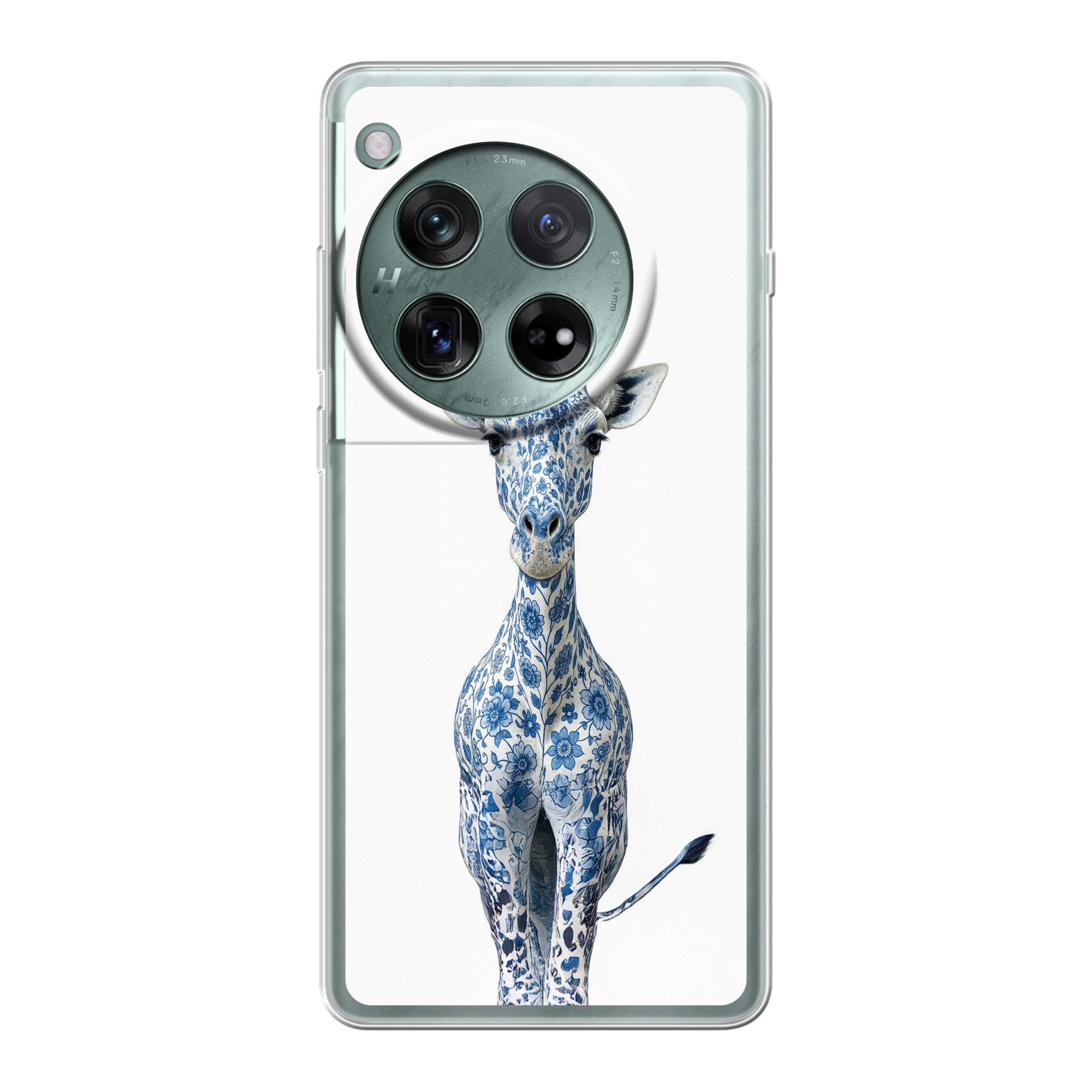 MuchoWow Handyhülle für OnePlus 12 Giraffe - Delfter Blau - Tiere - Minimalistisch, Handy Case, Silikon, Bumper Case Dünn