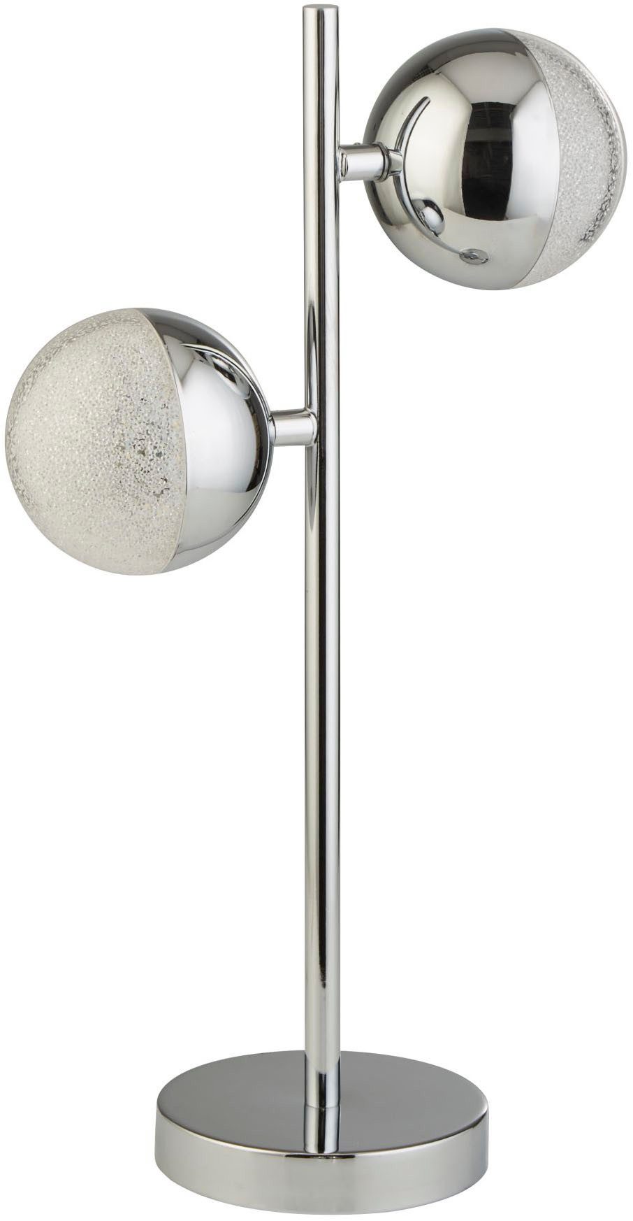 Searchlight Tischleuchte Marbles 2Lt Tischleuchte - Chrom mit Kristallsand, LED fest integriert