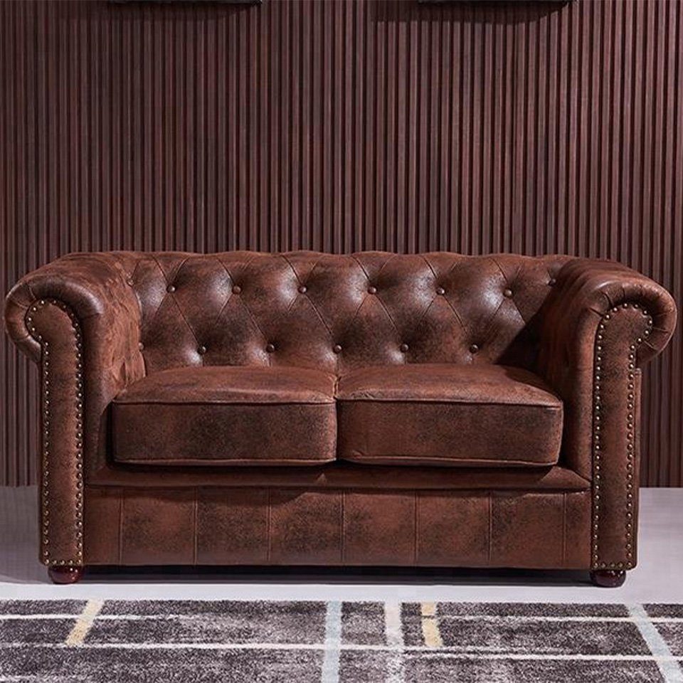 JVmoebel Sofa Braune Luxus Made Couch Europe Neu, Modern Dreisitzer in Chesterfield