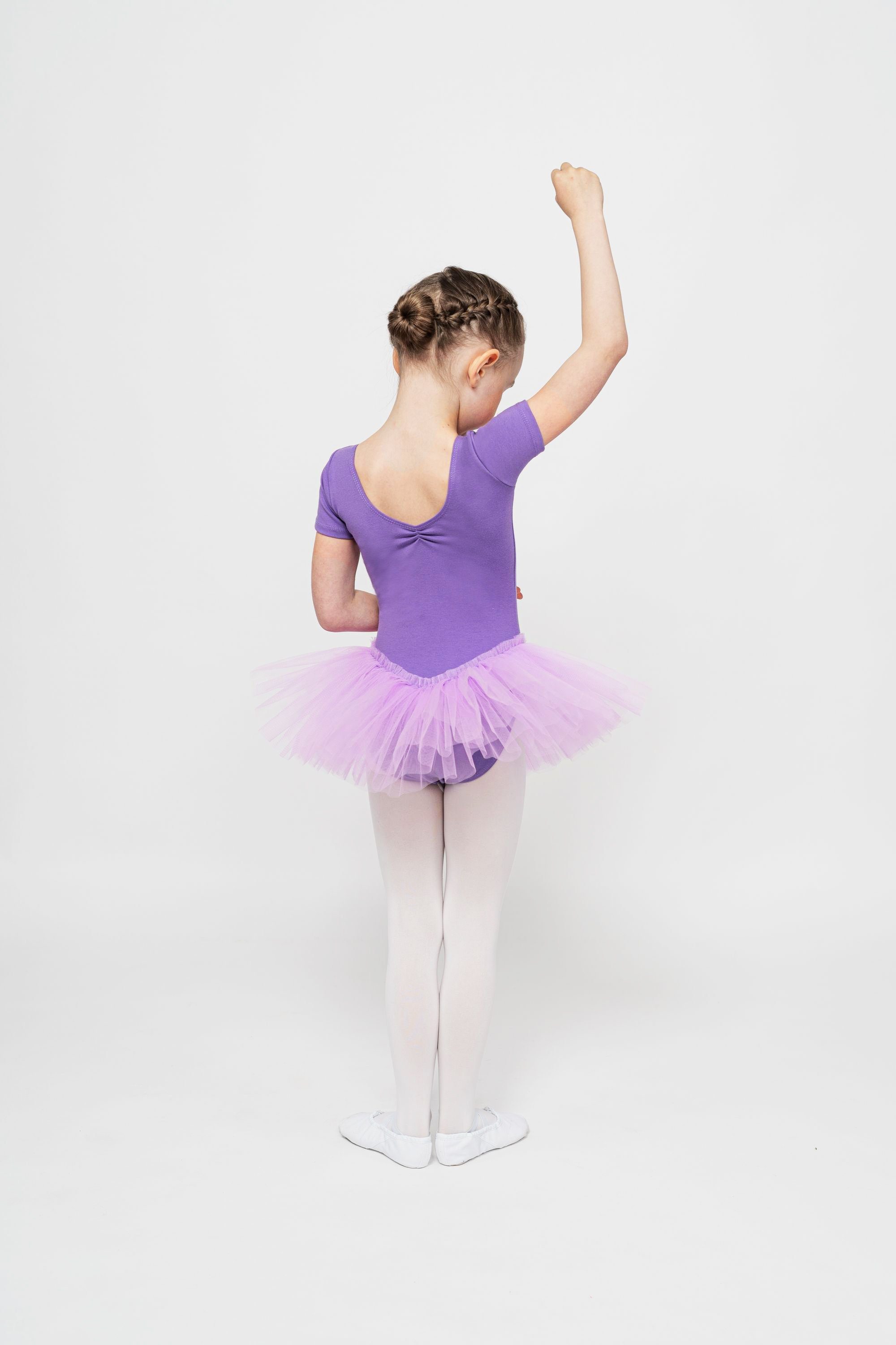Ballett Mädchen für Ballettkleid Nele Tüllrock mit weicher Kurzarm tanzmuster aus mit Glitzersteinen Tutu Baumwolle lavendel Tüllkleid