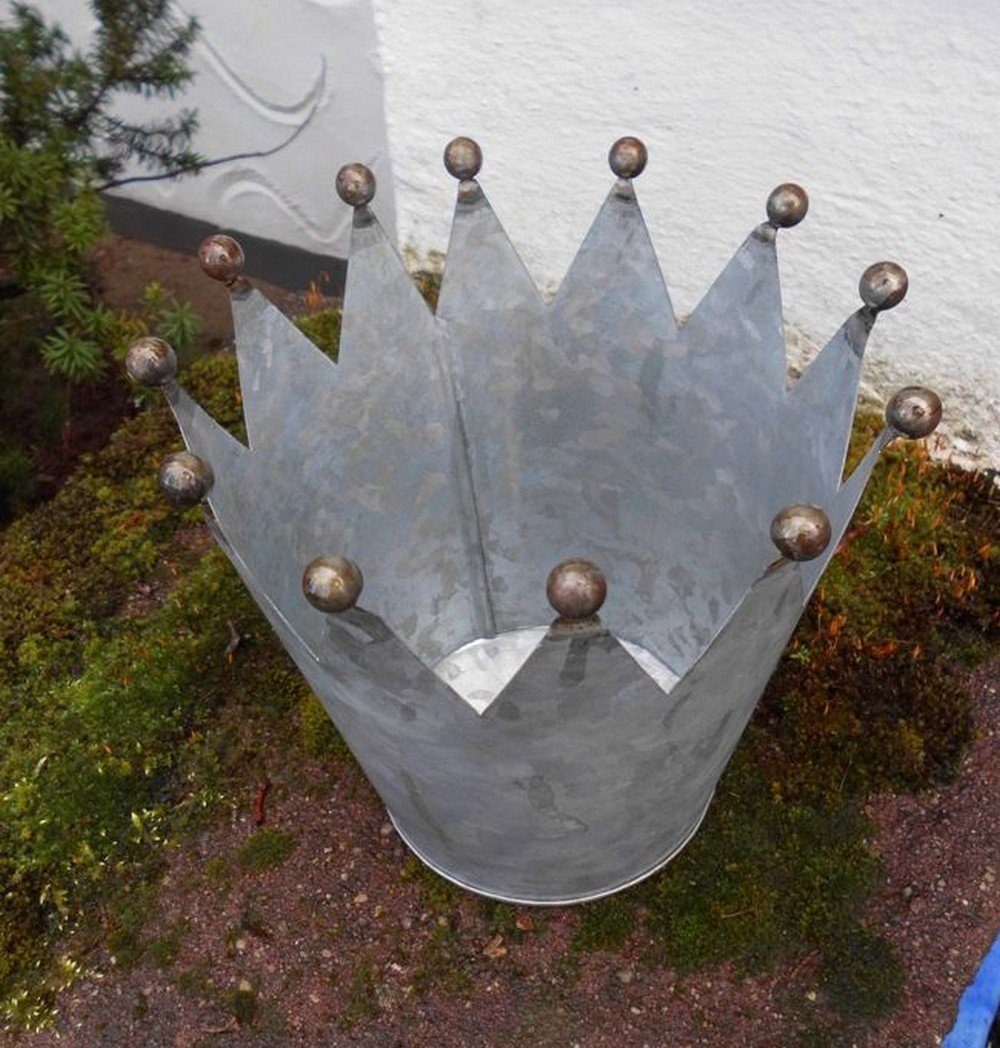 Teelichthalter St) Eisen (1 Übertopf silbergrau 18 Deko-Krone Übertopf cm Deko-Impression Kugelspitzen