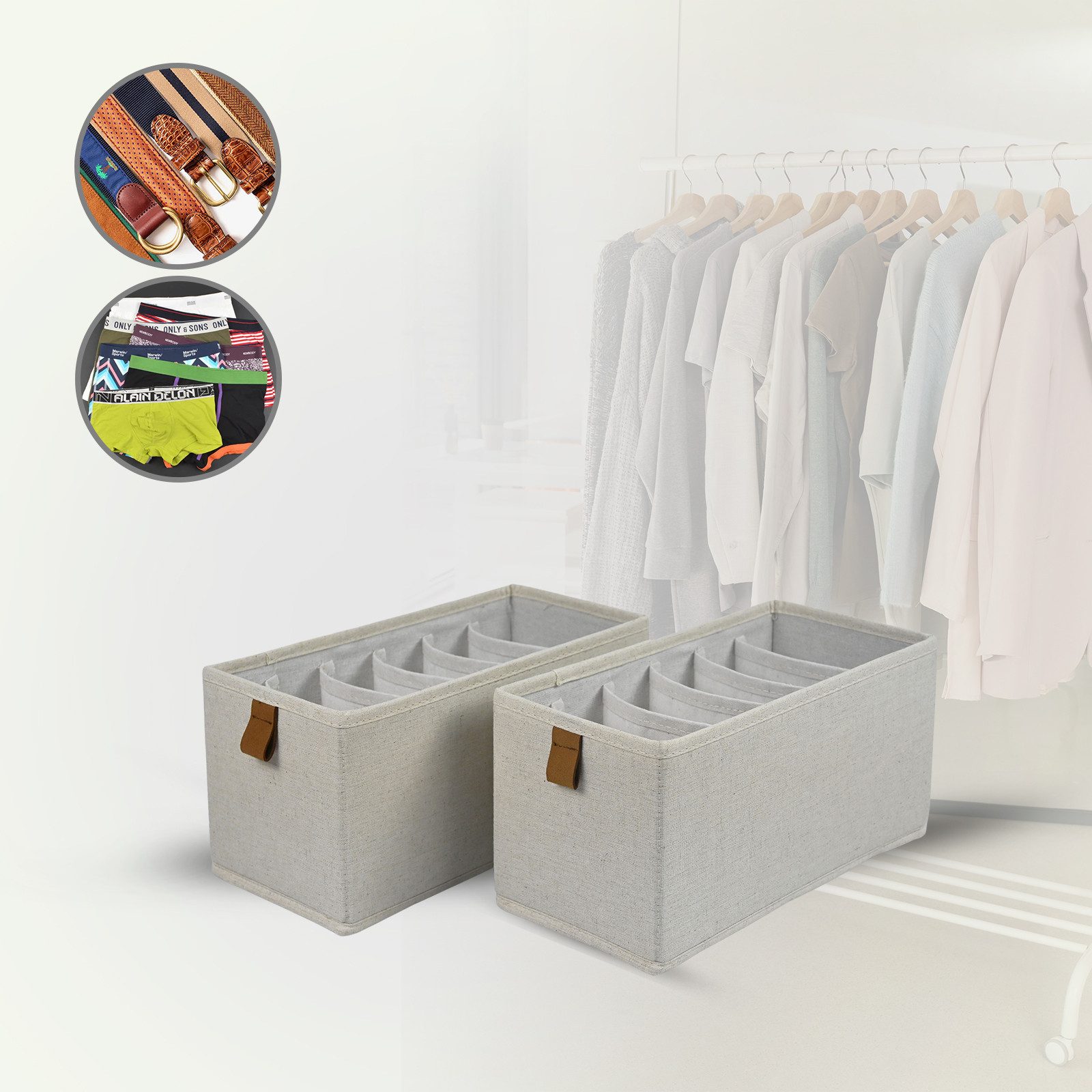 hausleben Organizer 2er Set Aufbewahrungsbox mit 6 Fächern, Faltbare Stoffb günstig online kaufen