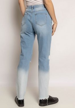 enflame Boyfriend-Jeans Destroyed High Waist Mom Jeans mit Farbverlauf Bleached Design (1-tlg) 4125 in Blau