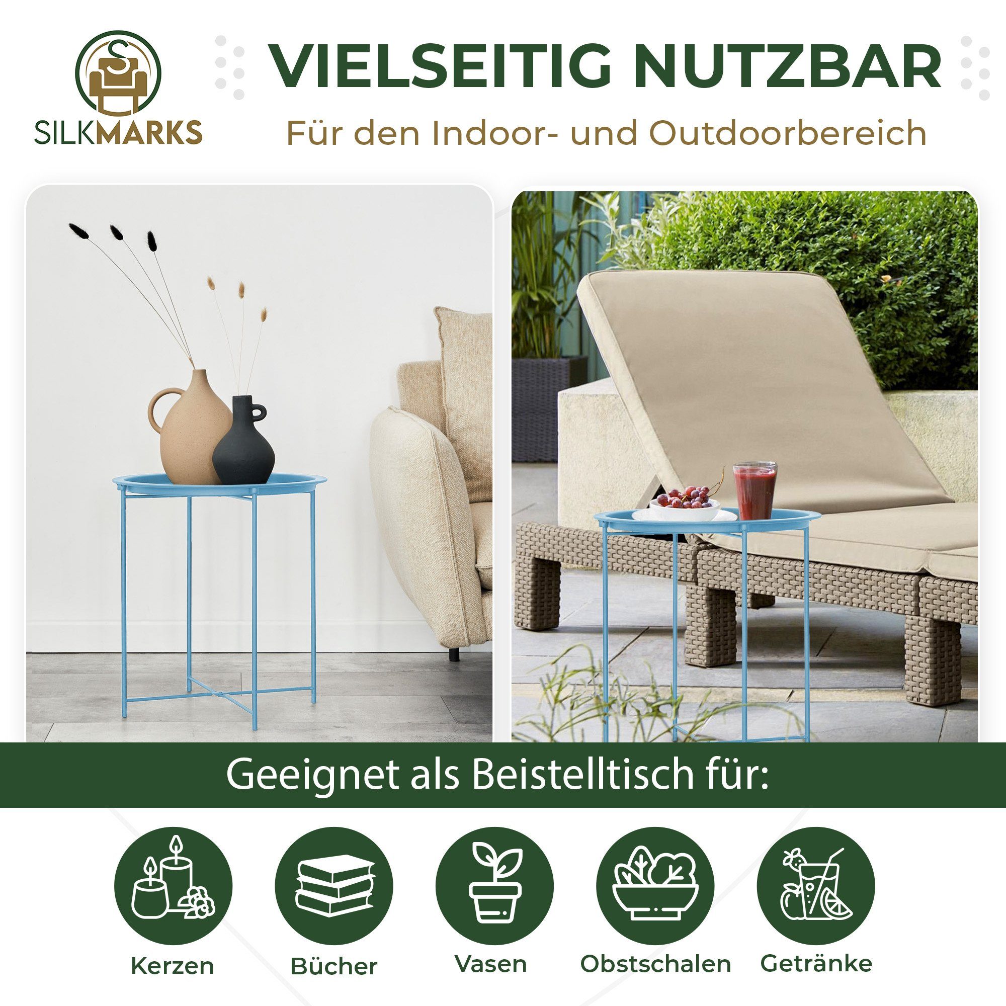 Beistelltisch SILKMARKS® Outdoor In- für und Türkis Beistelltisch Wahl 2. SILKMARKS Gartentisch