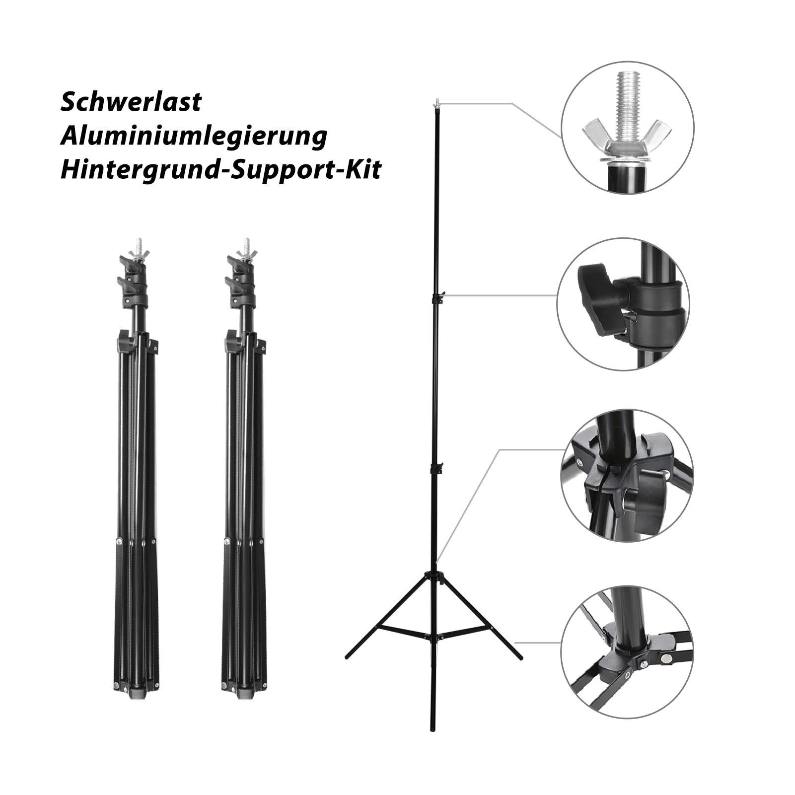 Youyijia Hintergrundklammer 2 x 2 m Backdrop Photography Support System Adjustable – Bild 3 von 5