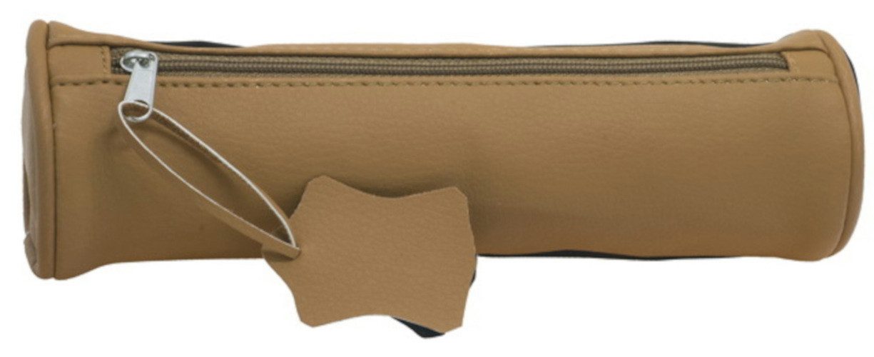 Stylex Schreibwaren Federtasche Leder Faulenzerrolle Schlamperrolle braun