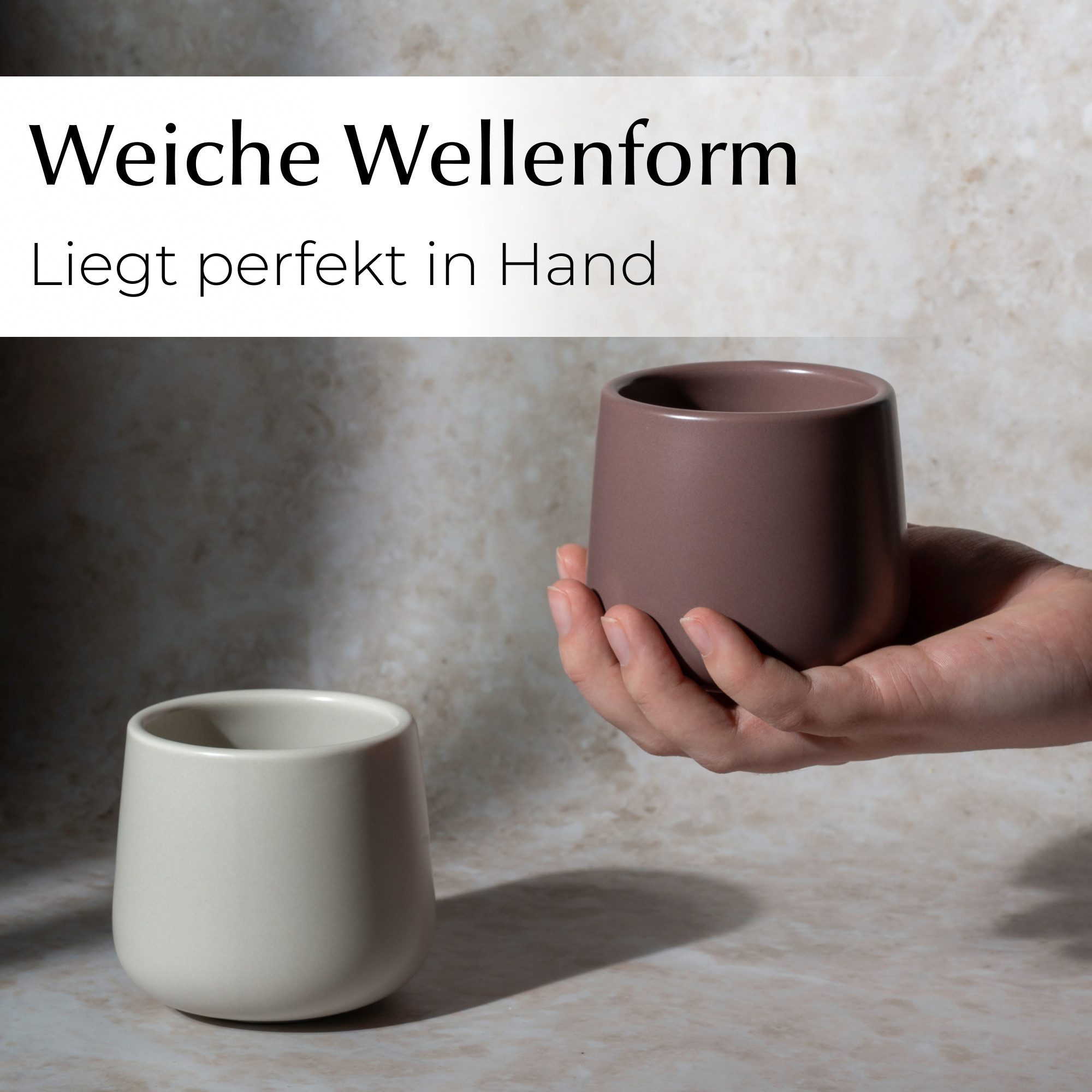 MiaMio Tasse Nami Kaffeebecher Beige Canyon, 4-tlg., Keramik, ohne Henkel, 250 ml – Bild 2 von 5