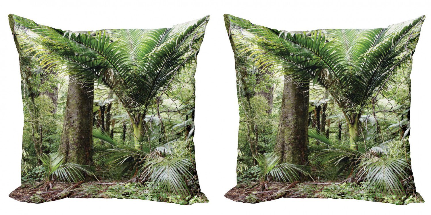 Kissenbezüge Modern Accent Doppelseitiger Digitaldruck, Abakuhaus (2 Stück), Wald Laub Jungle Entwurf