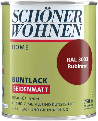 SCHÖNER WOHNEN-Kollektion Lack »Home Buntlack«, 750 ml, rubinrot RAL 3003, seidenmatt, ideal für innen, 2in1-Lack