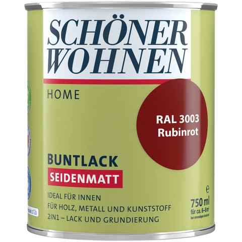 SCHÖNER WOHNEN FARBE Lack Home Buntlack, 750 ml, rubinrot RAL 3003, seidenmatt, ideal für innen, 2in1-Lack