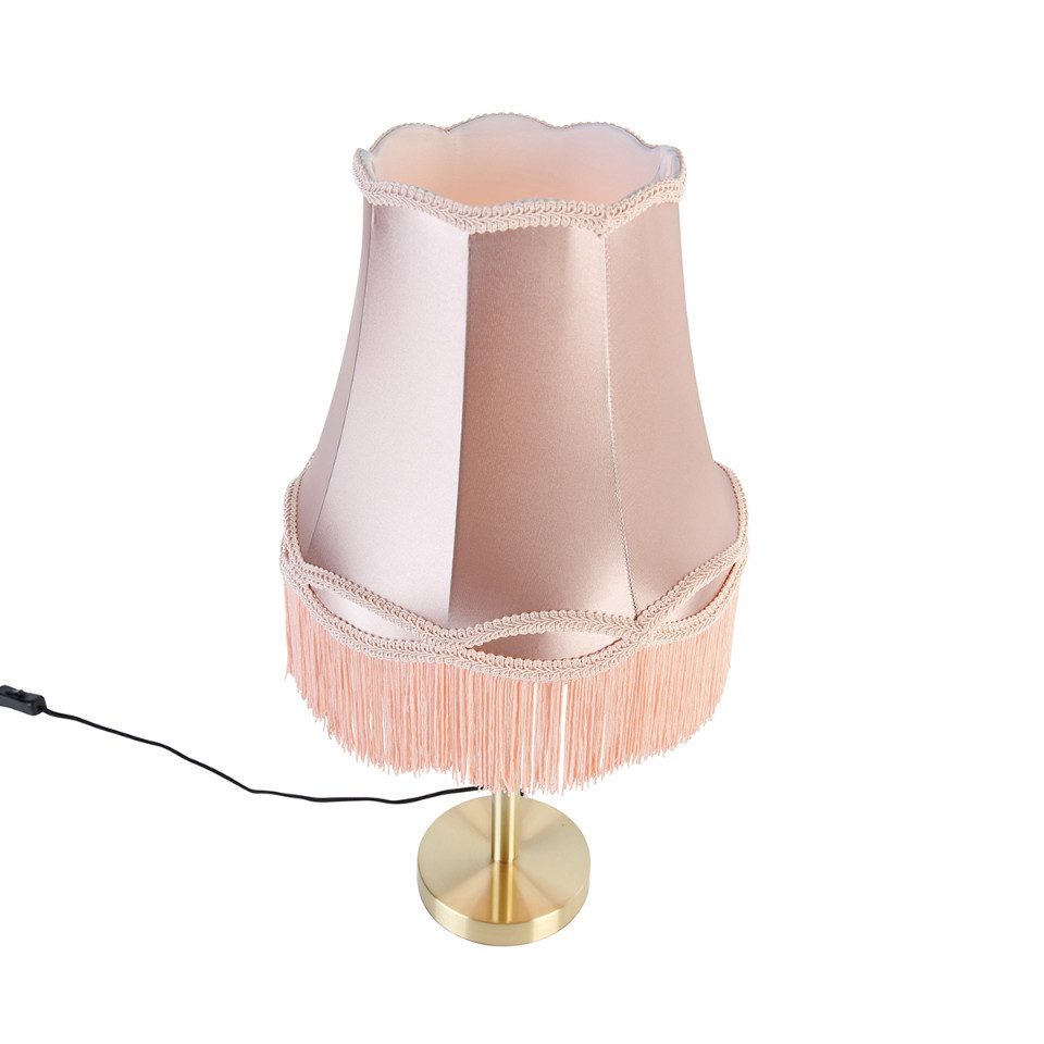 Qazqa Tischleuchte Granny, ohne Leuchtmittel, E27, Rosa, Klassisch / Antik, Textil, 1-flammig