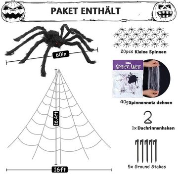 GelldG Spinnrute Halloween Deko, Spinnennetz, Halloween großer Spinne, Gruselige